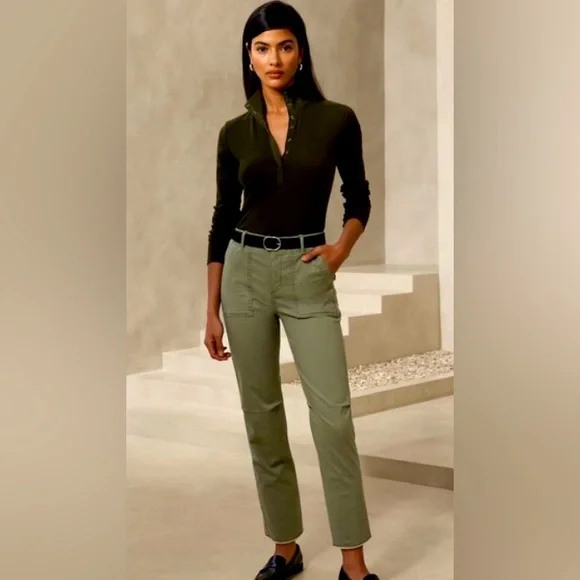 Banana Republic Olive Green Slim Ankle Chinos Size 10 - Picture 2 of 5